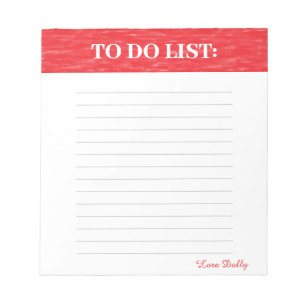 Red oil painted personalized to do list notepad