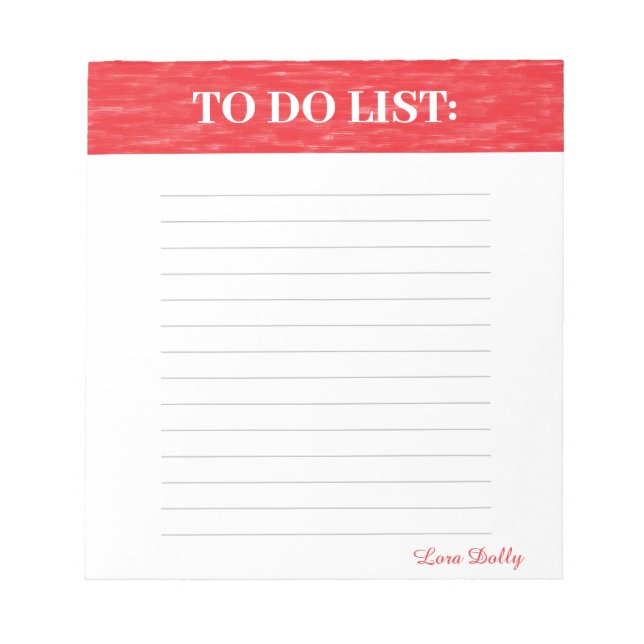 Red oil painted personalized to do list notepad (Front)