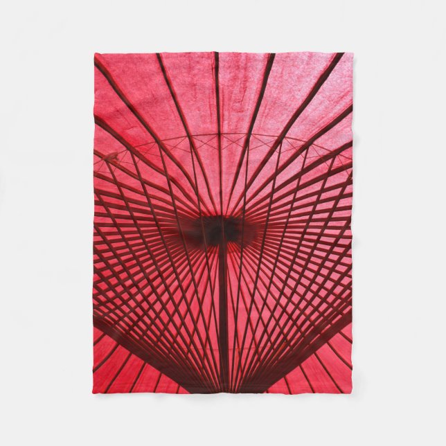 Red oil-paper umbrella fleece blanket (Front)