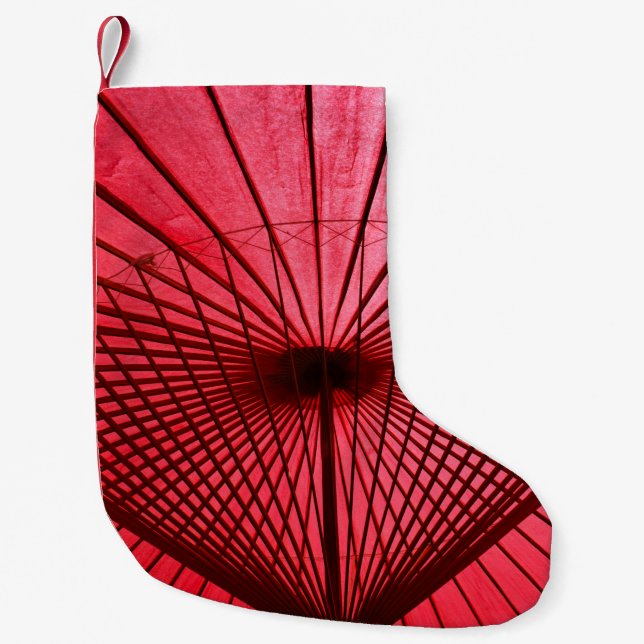 Red oil-paper umbrella small christmas stocking (Front)