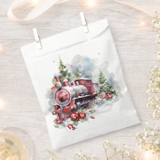 Red Old Fashioned Christmas Train Favour Bag