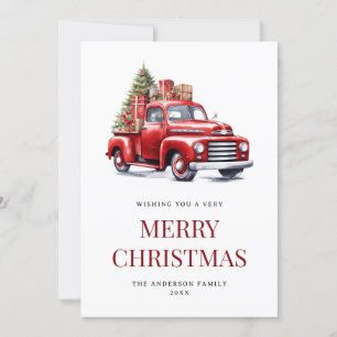 Red Old Truck Fireplace Holiday Card