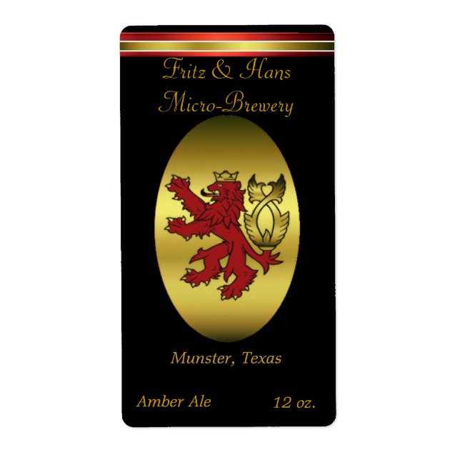 Red Old World Lion Maison Fabriqué Bière Étiquette (Devant)