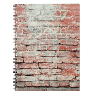 Red old worn brick wall texture background. Vintag Notebook