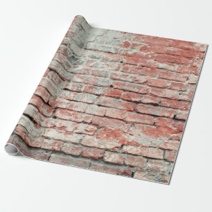 Red old worn brick wall texture background. Vintag Wrapping Paper