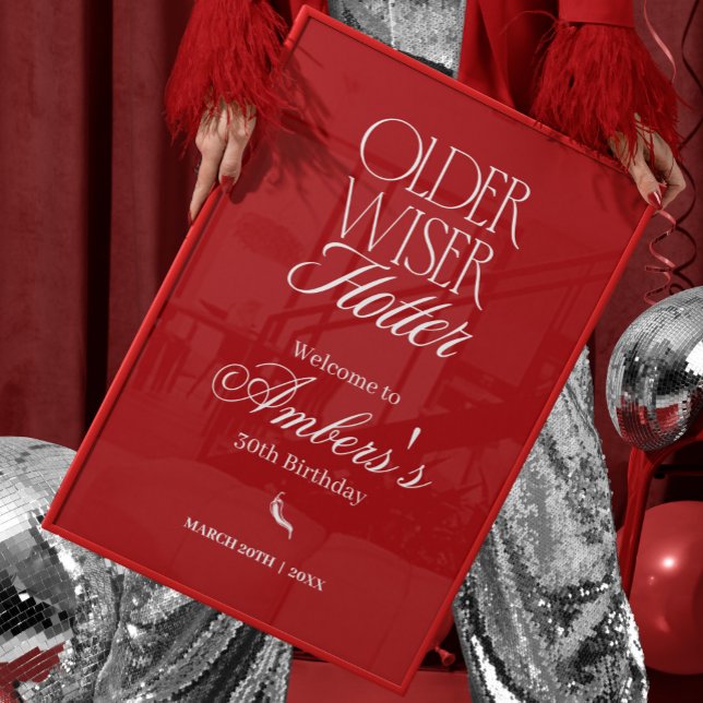Red Older Wiser Hotter Birthday Poster (Creator Uploaded)