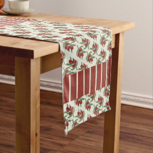 Red Olives and Stripes Table Runner
