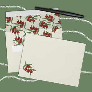 Red Olives on a Branch Light Yellow Envelope