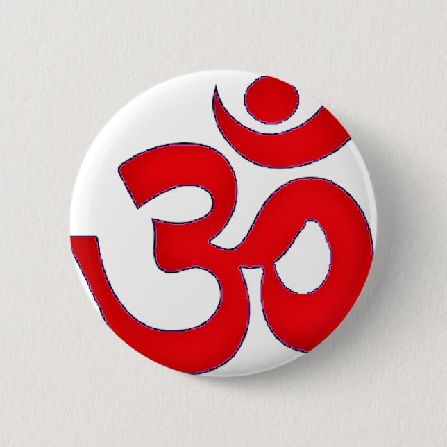 Red OM,AUM, SANSKRIT, MANTRA, TANTRA, YOGA 2 Inch Round Button (Front)