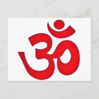 Red OM,AUM, SANSKRIT, MANTRA, TANTRA, YOGA Postcard