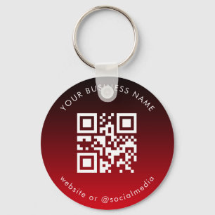 Red Ombre Add Custom Business Qr Code Scan Keychain