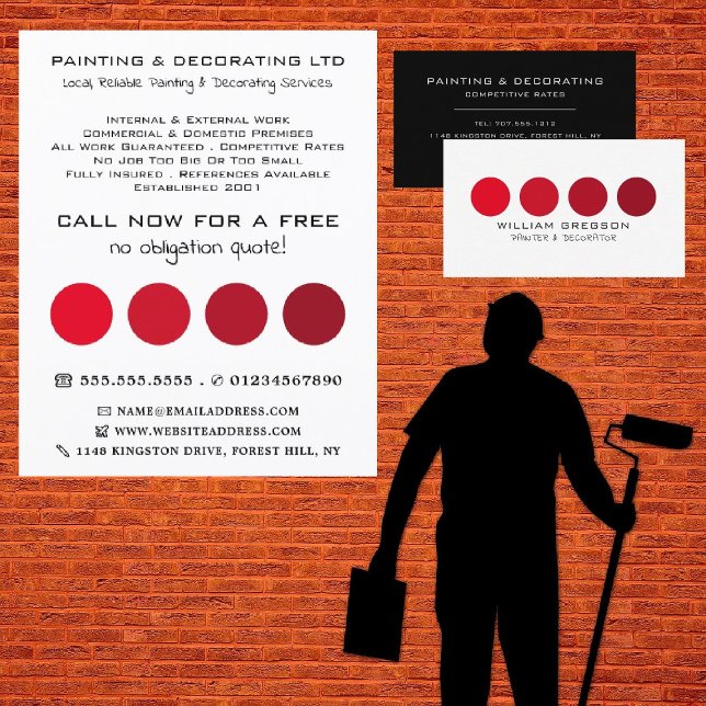 Red Ombre Circles, Painter & Decorator Business Card (Creator Uploaded)