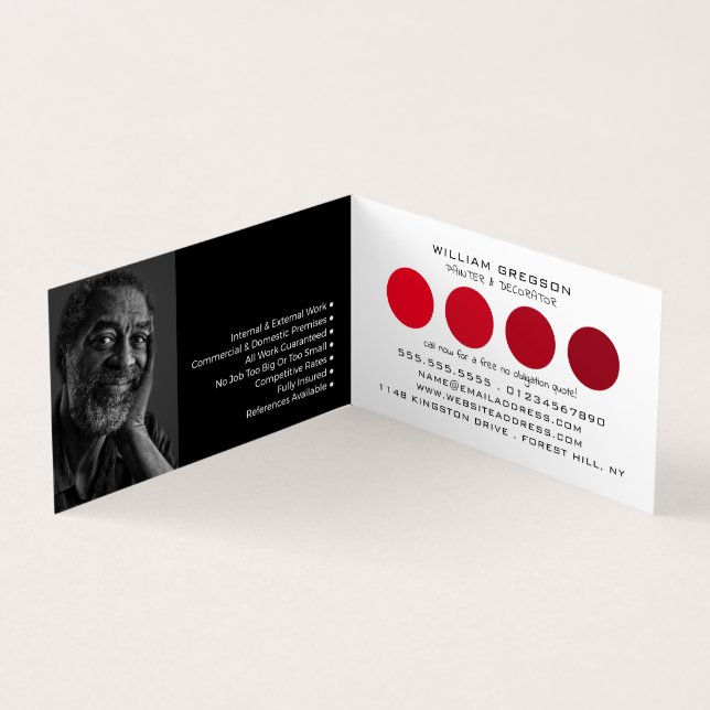 Red Ombre Circles, Painter & Decorator Photo Business Card (Inside)