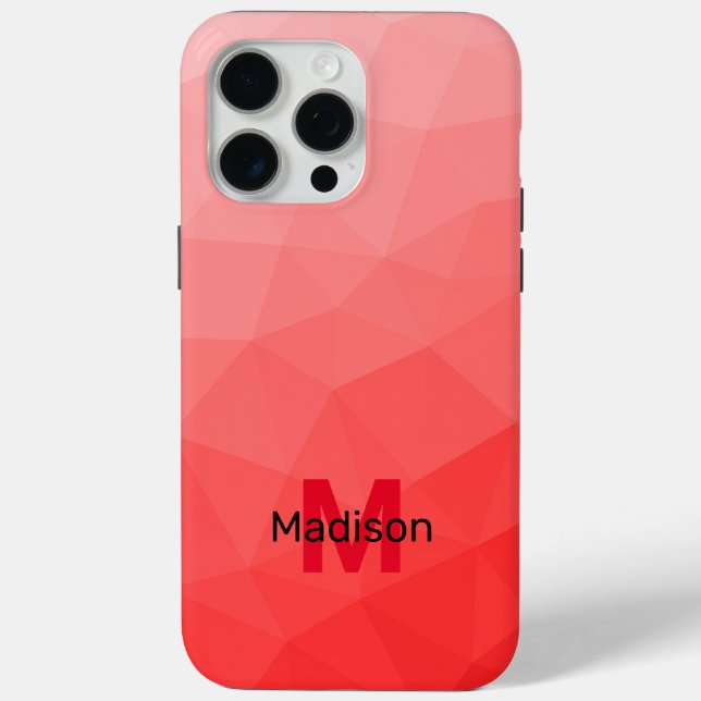 Red ombre geometric mesh pattern Monogram Case-Mate iPhone Case (Back)