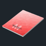 Red ombre geometric mesh pattern Monogram Notepad<br><div class="desc">Monogram Personalize notepad school office stationery with your custom initial and name. Triangle geometric mesh with light dark red ombre gradient.</div>