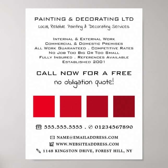 Red Ombre Squares, Painter & Decorator Poster (Front)