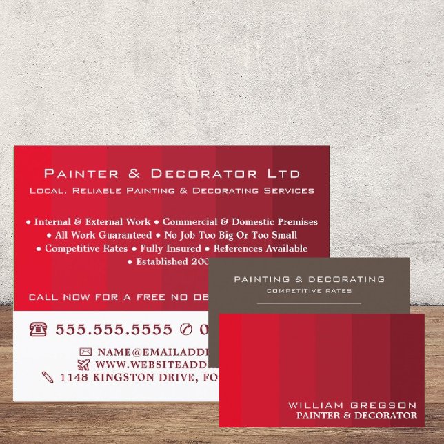 Red Ombre Stripes, Painter & Decorator Business Card (Creator Uploaded)