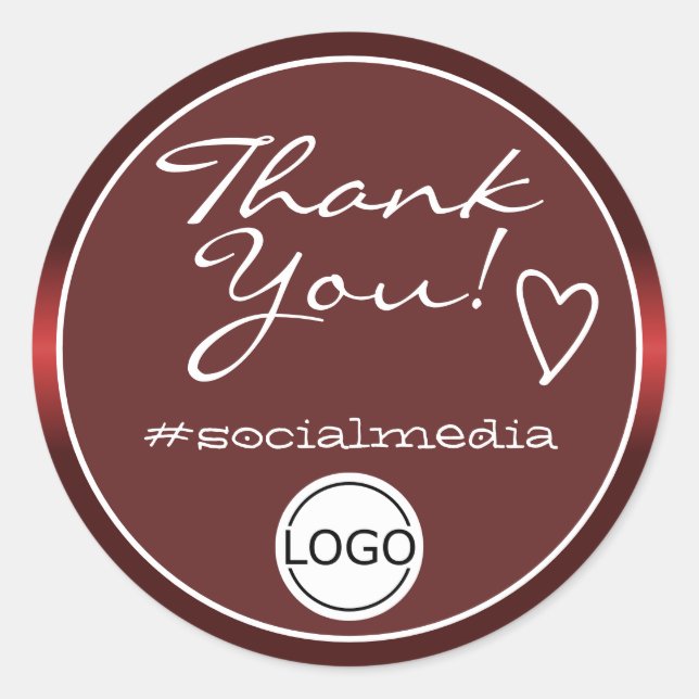 Red Ombre Thank You Labels Circle Logo Template (Front)
