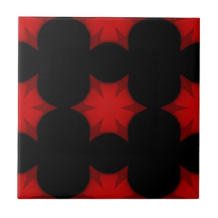 Red on black contrast geometric art tile
