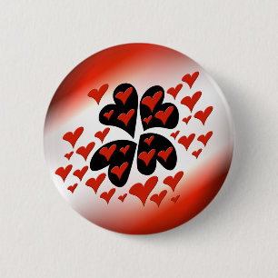 Red on Black Hearts 2 Inch Round Button