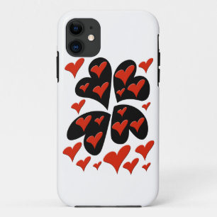 Red on Black Hearts iPhone 11 Case