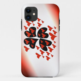 Red on Black Hearts iPhone 11 Case