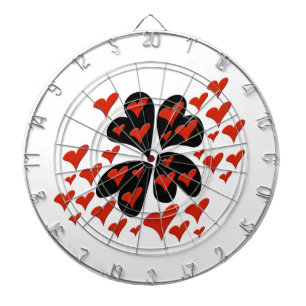 Red on Black Hearts Dartboard
