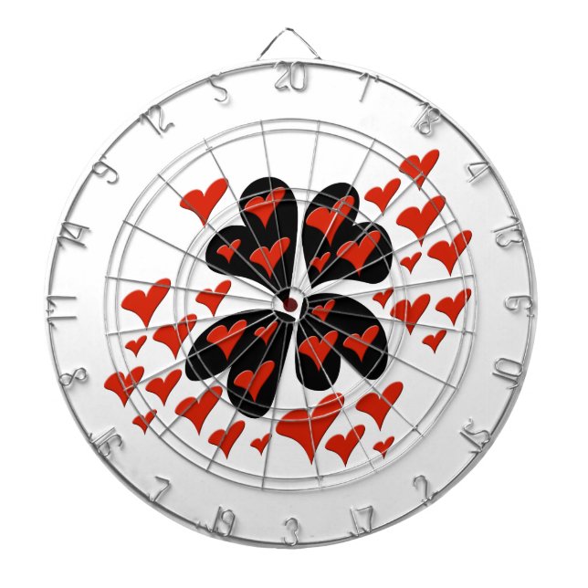 Red on Black Hearts Dartboard (Front)