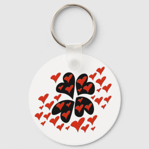 Red on Black Hearts Keychain