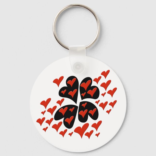 Red on Black Hearts Keychain (Front)