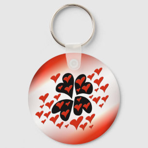 Red on Black Hearts Keychain