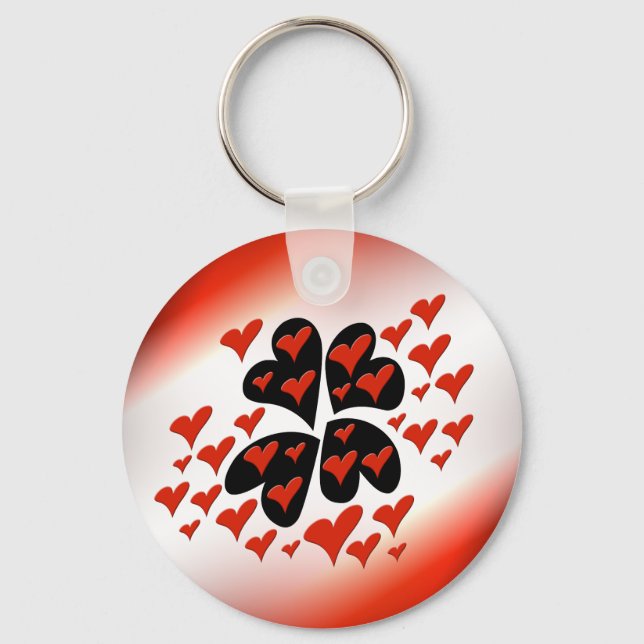 Red on Black Hearts Keychain (Front)