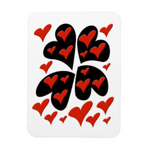 Red on Black Hearts Magnet