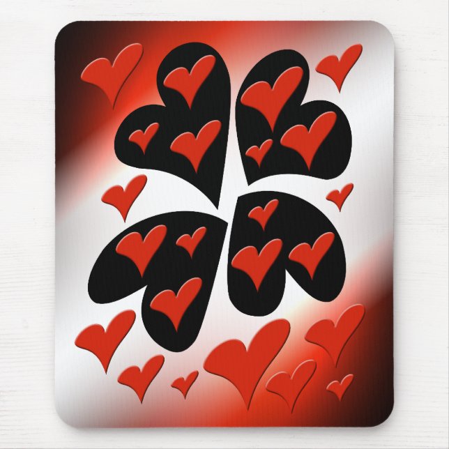 Red on Black Hearts Mouse Pad (Front)