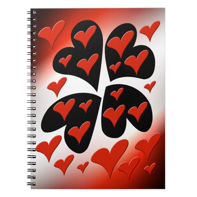 Red on Black Hearts Notebook (Front)