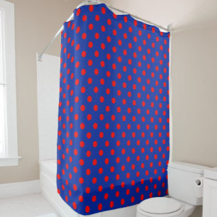Red On Blue Polka Dots Pattern Design 