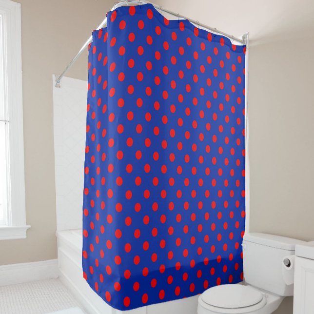 Red On Blue Polka Dots Pattern Design  (Creator Uploaded)