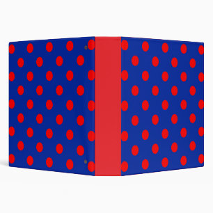 Red On Blue Polka Dots Pattern Design Binder