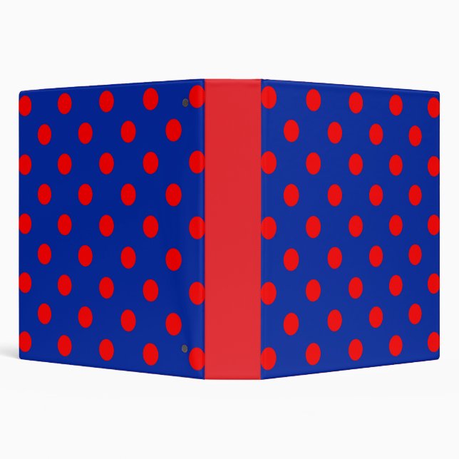 Red On Blue Polka Dots Pattern Design  Binder (Background)