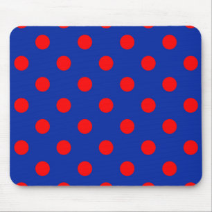 Red On Blue Polka Dots Pattern Design  Mouse Pad