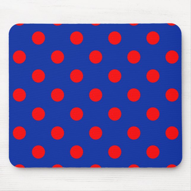 Red On Blue Polka Dots Pattern Design  Mouse Pad (Front)