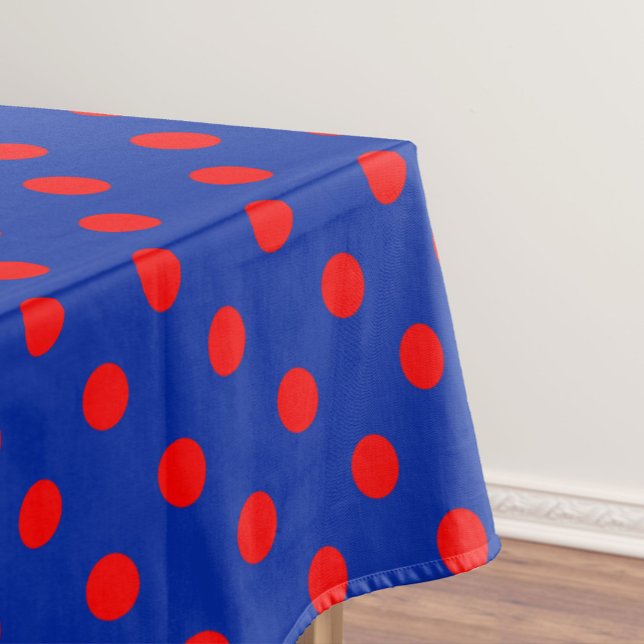 Red On Blue Polka Dots Pattern Design  Tablecloth (Creator Uploaded)