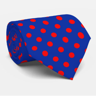 Red On Blue Polka Dots Pattern Design  Tie