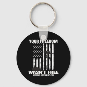 Red On Fridays Military Veteran Patriotic American Keychain