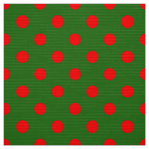 Red On Green Polka Dots Pattern Design  Fabric