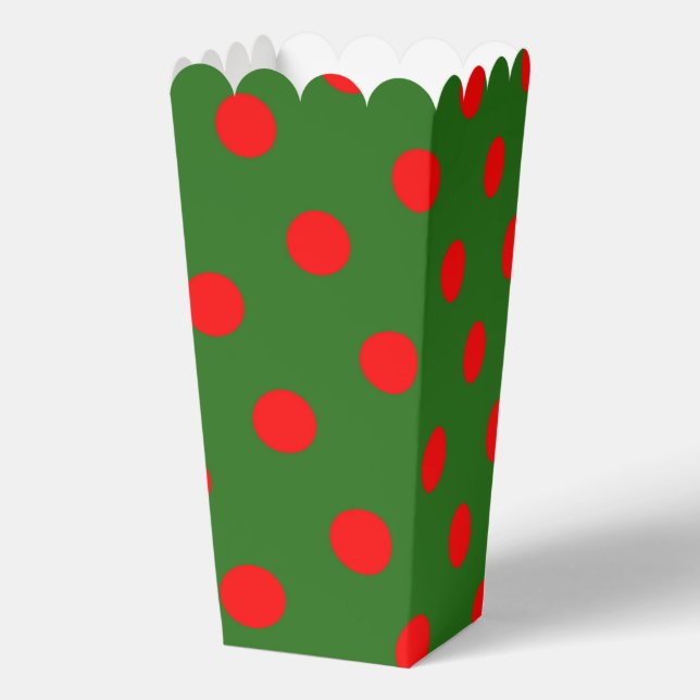Red On Green Polka Dots Pattern Design  Favor Box (Back)
