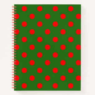 Red On Green Polka Dots Pattern Design  Notebook
