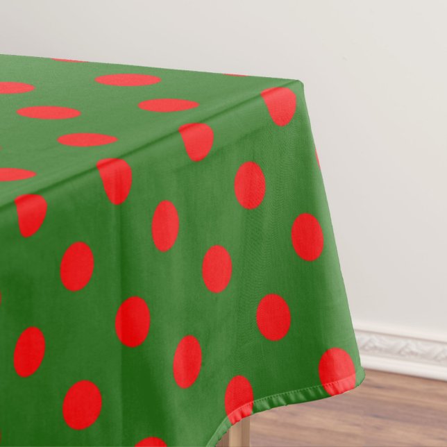 Red On Green Polka Dots Pattern Design  Tablecloth (Creator Uploaded)