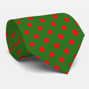 Red On Green Polka Dots Pattern Design  Tie