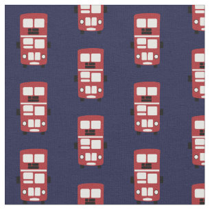 Red on navy double decker bus fabric